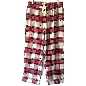 Love By Gap Pajama Pants NEW Womens S Red Plaid Stars Cotton Flannel Cozy Lounge